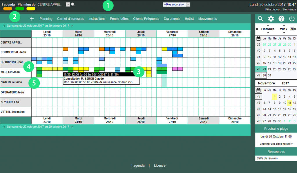 Visualisation de planning partagé (médecins et ressources)